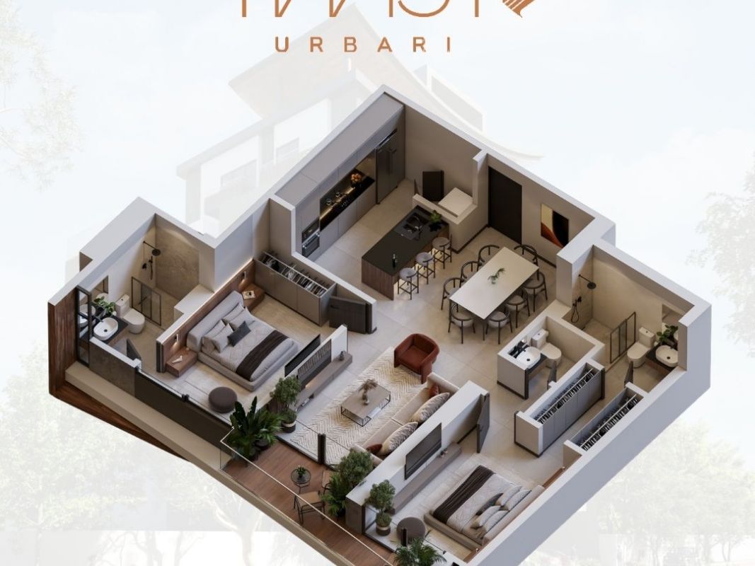 Departamento 2 Dormitorios 3 Baños fachada pre-venta-edificio Twis2 Urbari