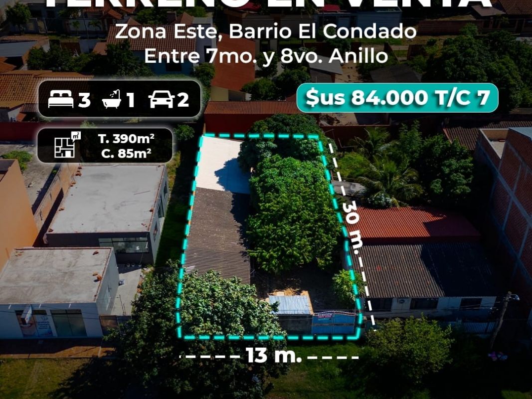 TERRENO EN VENTA Z/ESTE ENTRE 7MO. Y 8VO. ANILLO