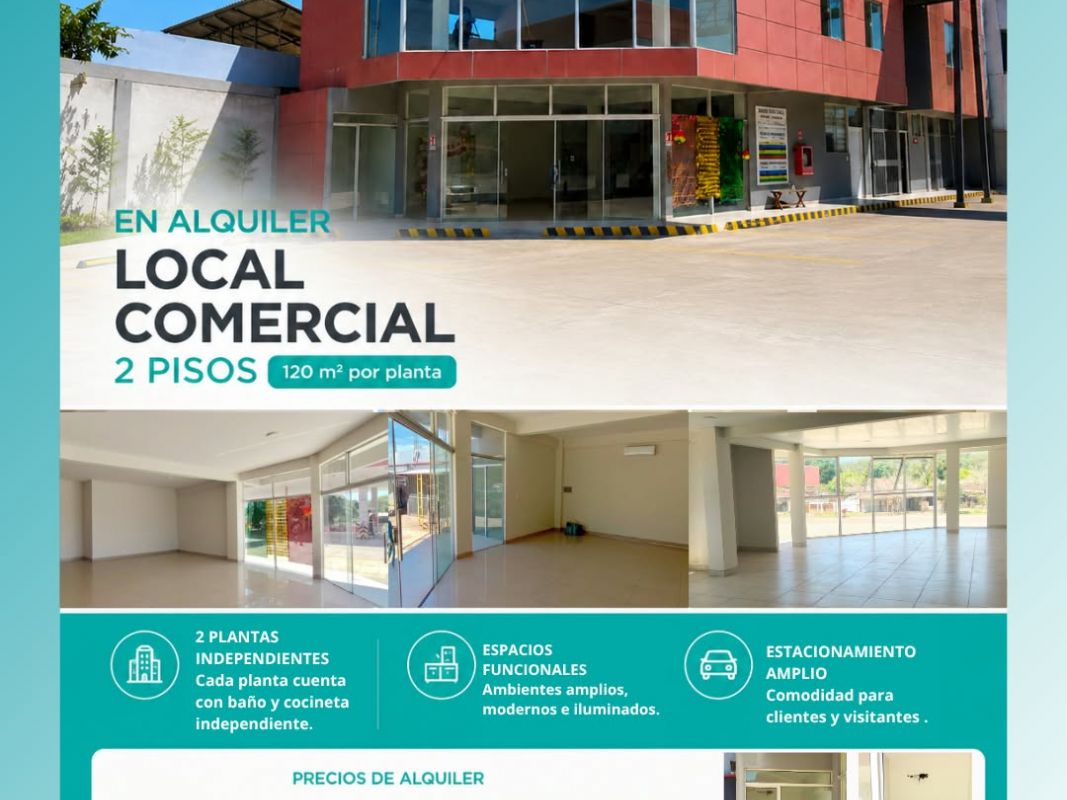 LOCAL COMERCIAL de 2 Pisos en Alquiler ? Santa Rita, Santa Cruz