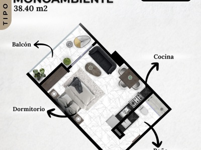 RAINSBURY I MONOAMBIENTE 502 EN VENTA DE 38.40 MTR2